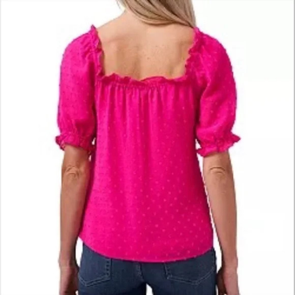 NWT CeCe Bright Rose Swiss Dots Blouse Top Women's Size 2X - Picture 2 of 13